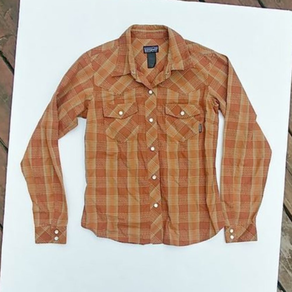 EUC Vintage Patagonia Organic Cotton Snap Button Up LS Plaid Shirt Women's XS